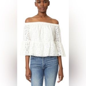 LIKELY Stockton Off the shoulder Floral lace Top Small 4